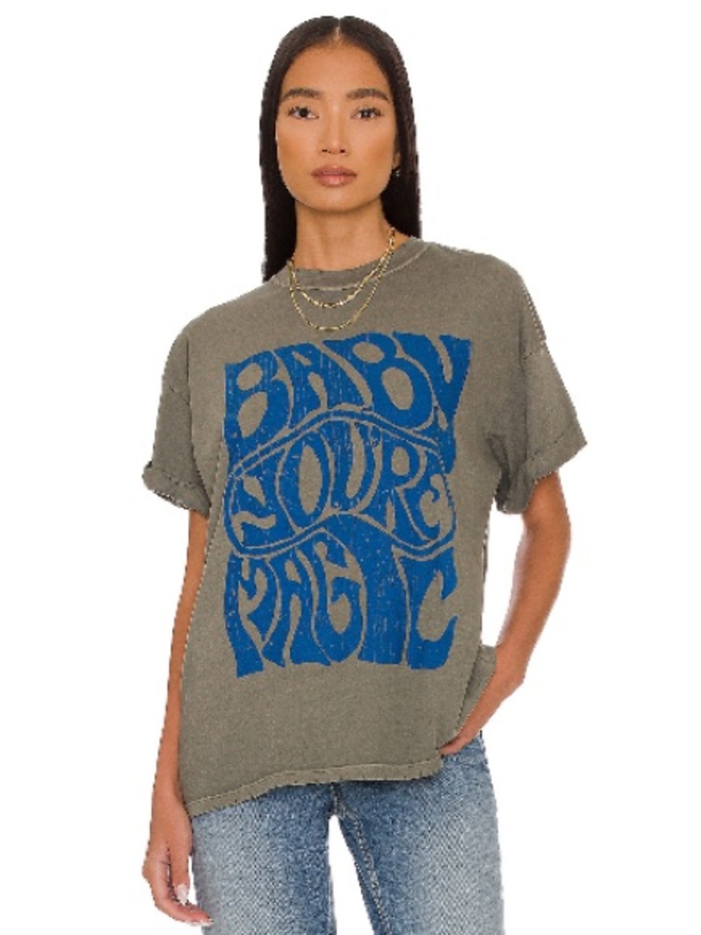 Girl Dangerous 'Baby You're Magic' Tee in Army Green
